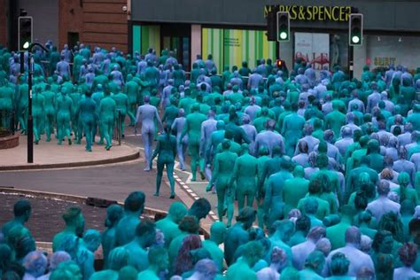Stripped Off And Daubed With Four Shades Of Blue Thousands Naked In Streets Of Hull All In