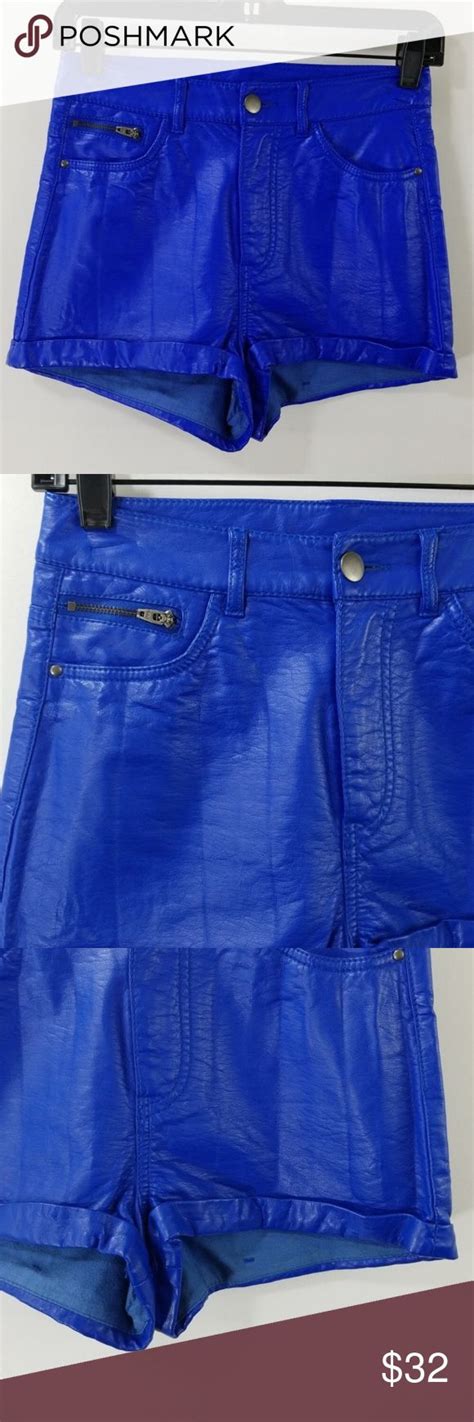 Divided By Handm Royal Blue Faux Leather Shorts Leather Shorts Shorts