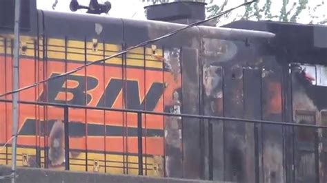 Csx Train Towing Bnsf Engine That Caught Fire Youtube