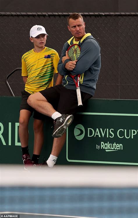 Australian Tennis Champ Lleyton Hewitt And Son Cruz Check Out The Competition Ahead Of The Davis