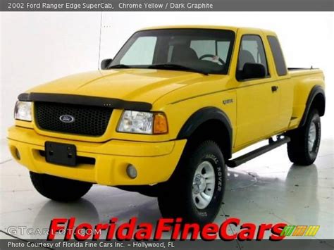 Chrome Yellow 2002 Ford Ranger Edge Supercab Dark Graphite Interior