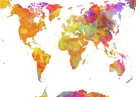 World Map Color Art Digital Art By Justyna Jaszke Jbjart Pixels