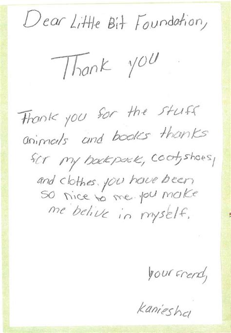 Student Thank You Notes The Little Bit Foundation
