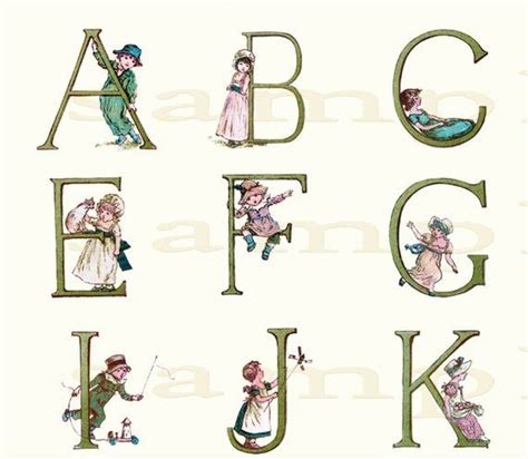Kate Greenaway Alphabet 002 Wonderful Vintage Alphabet Etsy
