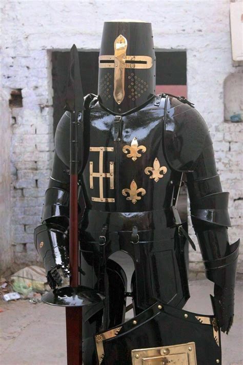 Collectible Black Armour Medieval Wearable Knight Crusader Full Suit Of