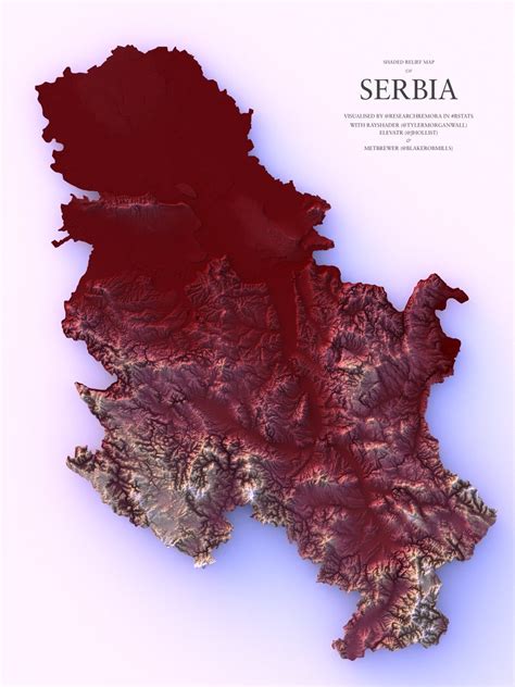 A Shaded Relief Map Of Serbia By Researchremora Maps On The Web