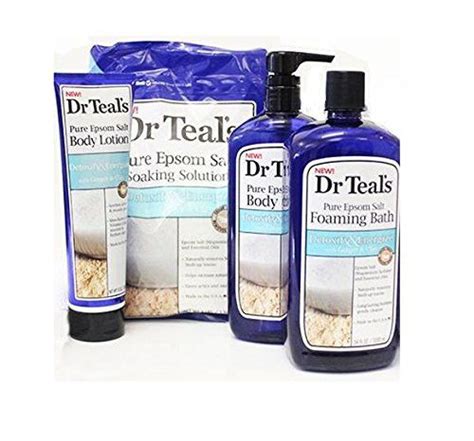 Dr Teals Pure Epsom Salt Complete Set Soaking Solution Foaming Bath Body Wash And Body Lotion