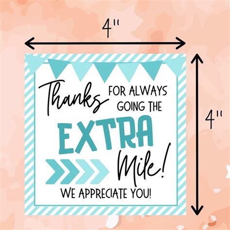 Thank You For Going The Extra Mile T Tag Appreciation Etsy