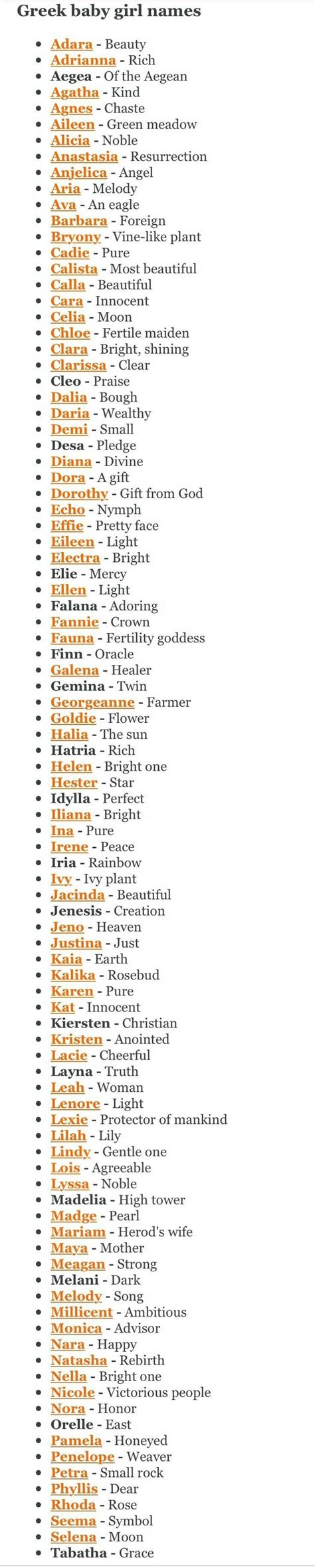 Greek Baby Girl Names With A