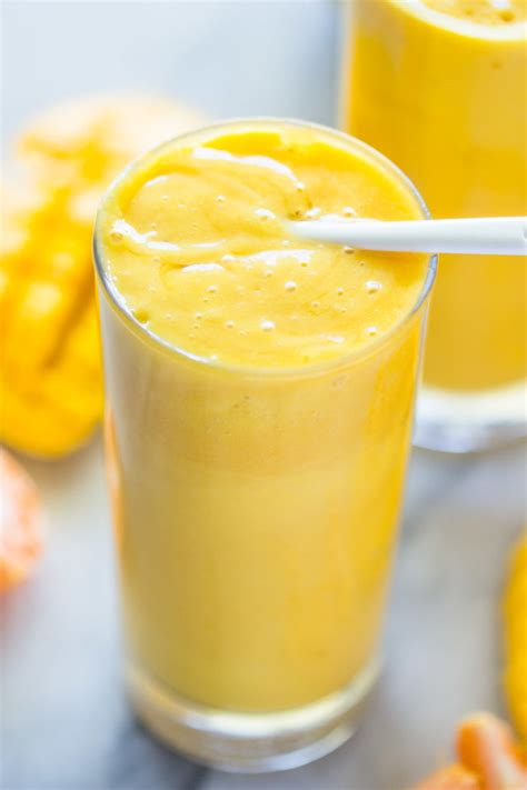 Optionally top with whipped cream. Healthy Mango Orange Banana Sunrise Smoothie | Gimme Delicious