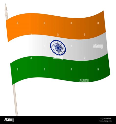 Vector Waving Flag On A Flagpole The National Flag Of India Color