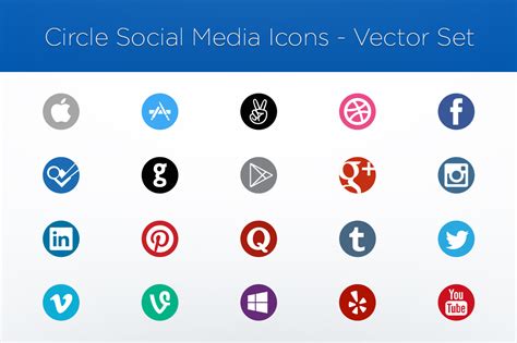 Circle Social Media Icons Vector Set ~ Icons On Creative Market