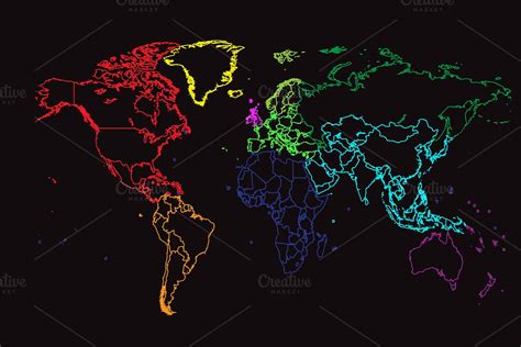 World Map With Borders Custom Designed Web Elements Creative Market