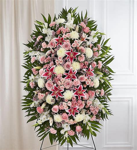 Pink And White Funeral Standing Spray 148716