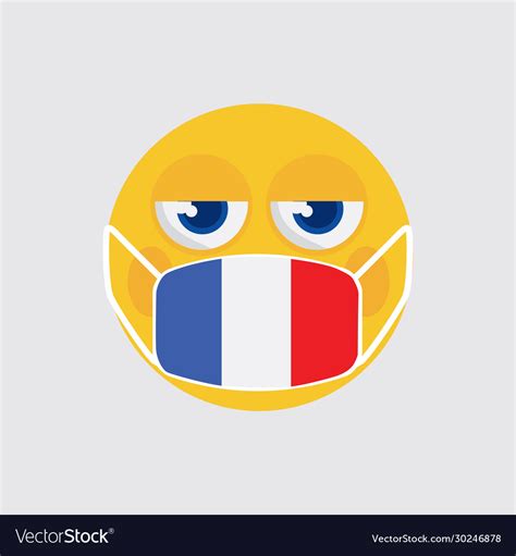 Emoji Medical Mask Shaped Like An France Flag Vector Image