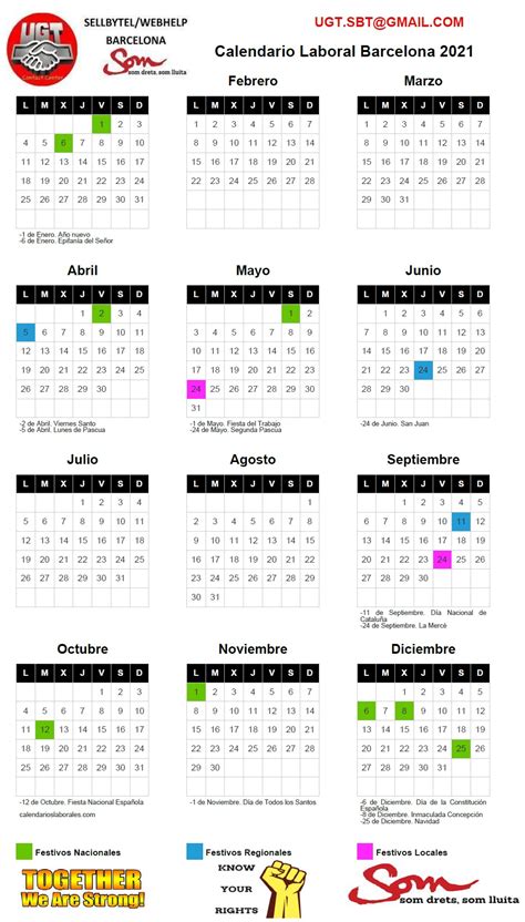 Ya está disponible el calendario laboral 2021.consulta aquí qué días laborales serán festivos y planifica tu año. CALENDARIO LABORAL BARCELONA 2021 | Ugt-sbt-bcn's Blog
