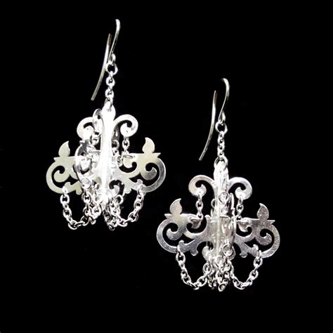 Sterling Silver Antique Chandelier Earrings With Chain Small Etsy