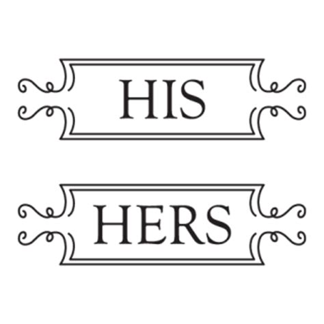 A large, rectangular container with a lid: His & Hers Mirror Labels Wall Quotes™ Decal | WallQuotes.com