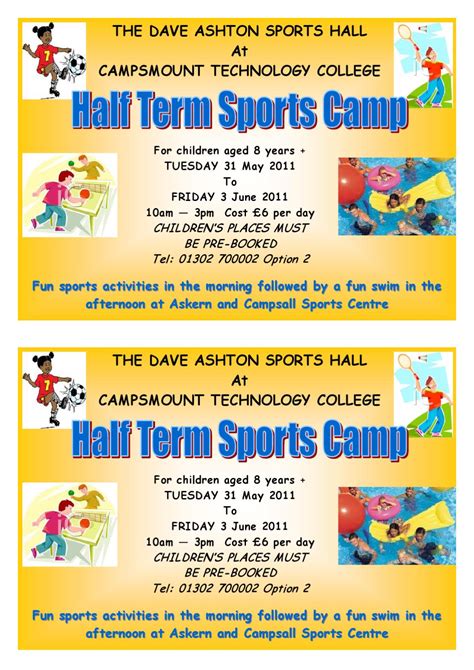 Half Term Sports Camp By Campsmount Technology College Issuu