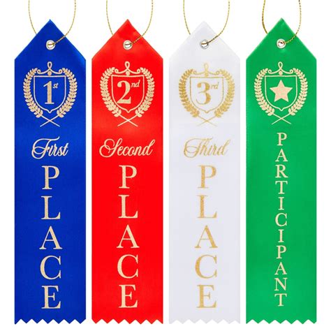 Award Ribbons 1st 2nd 3rd Place And Participant 2 X 8 In 4 Colors