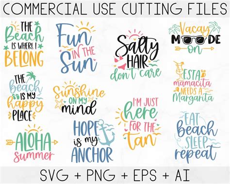 Summer Bundle Svg Beach Svg Summertime Svg Funny Beach Etsy