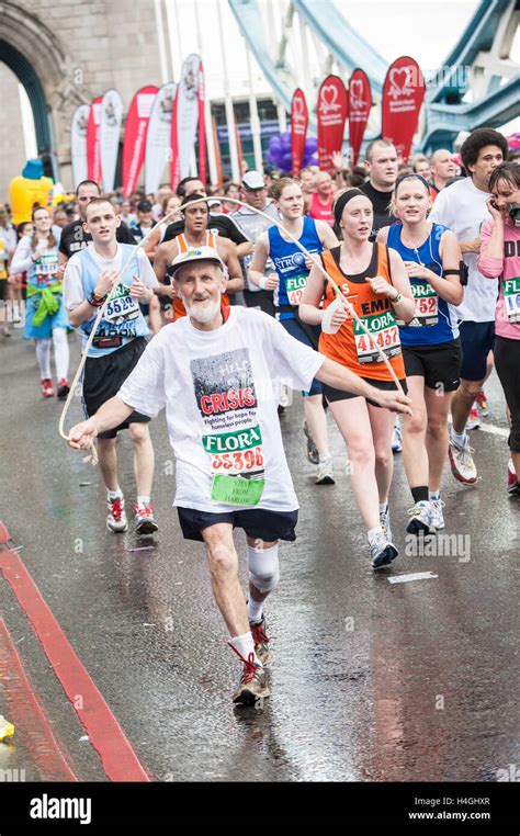 Runners Participating Running In Iconic London Marathonengland Mature