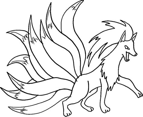 9 Tail Fox Coloring Pages