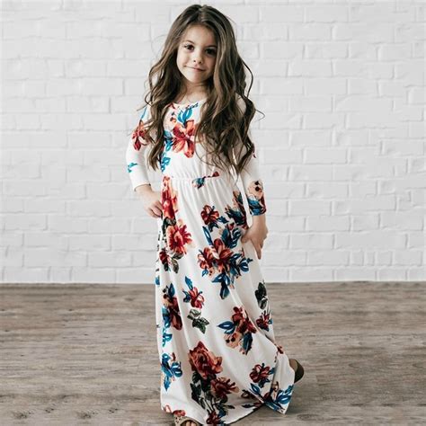 Maybe you would like to learn more about one of these? Girls Flower Maxi Dresses Kids Girls Printed Floral Dress ...