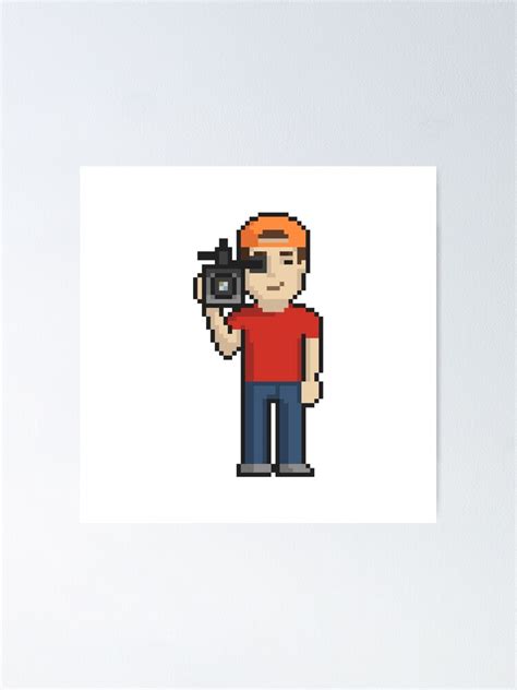 Cameraman Pixel Art On White Background Poster For Sale By