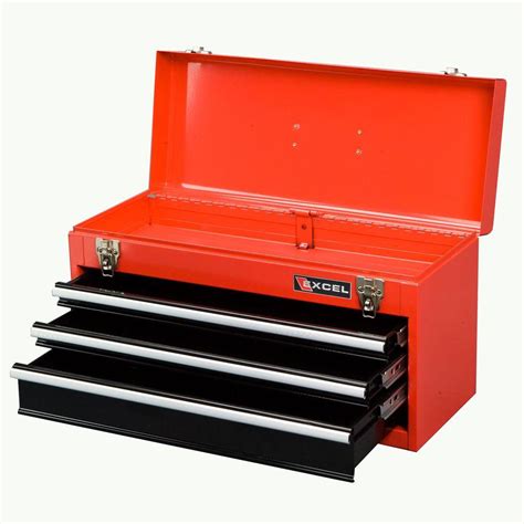 Mitre 10 helps you avoid breakages and theft by offering a complete collection of safe, reliable storage solutions. Excel Portable Steel Tool Box, Red, 21in. W x 8.6in. D x 11.3in. H, Each-TB133A - The Home Depot