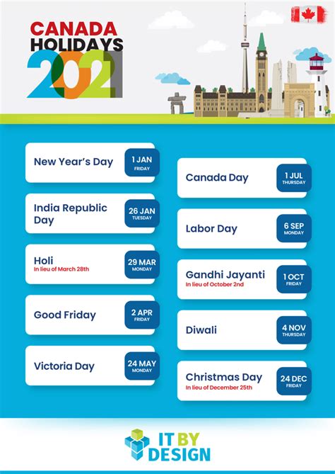2021 Holiday Calendar Canada
