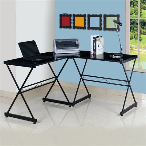 Item Rta 3805l Sleek L Shaped Glass Desk Ideal For Corner Placement Rectangular