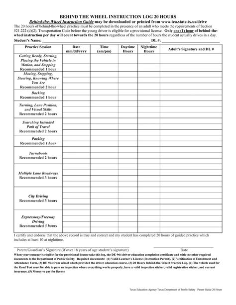 Texas Dps Driving Log ≡ Fill Out Printable Pdf Forms Online