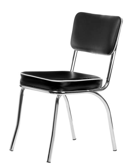 These retro dining chairs are made of durable vinyl material and feature white edging for an i ordered the retro table along with the four dining chairs and was disappointed with the overall quality. Chrome Retro Dining Chair with Black Vinyl Cushioned Seat ...