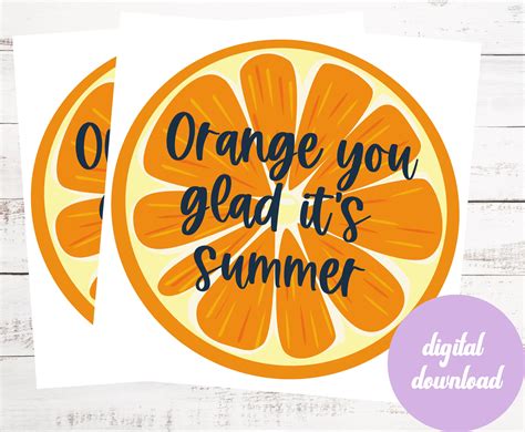Orange You Glad Its Summer T Tag Or Square Sticker Etsy