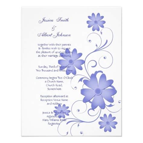 Blue Flower Template Wedding Invitation Wedding