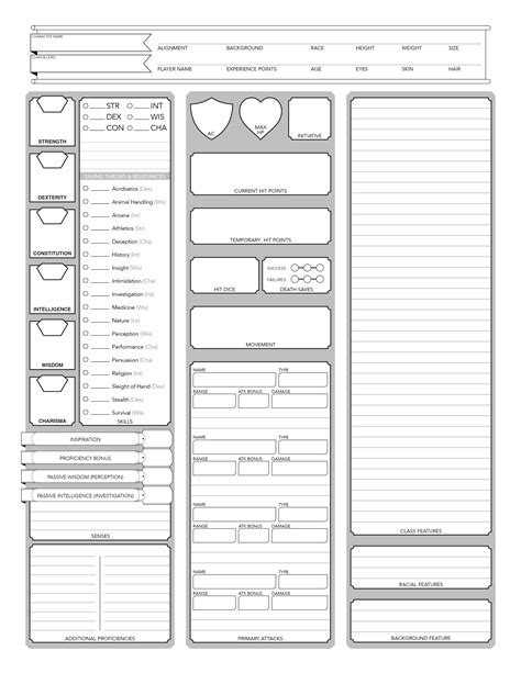 Dandd 5e Character Sheet Printable Pdf Download Images And Photos Finder