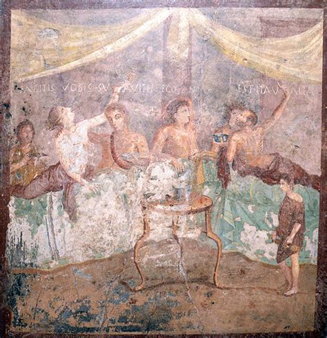 V24 Pompeii Room 15 Painting Of Banqueting Scene From North Wall Of