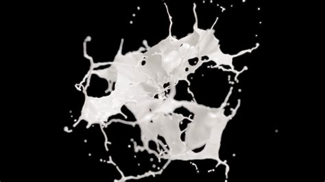 Cg Animation Of Milk Explosion On Black Background Slow Motion Has