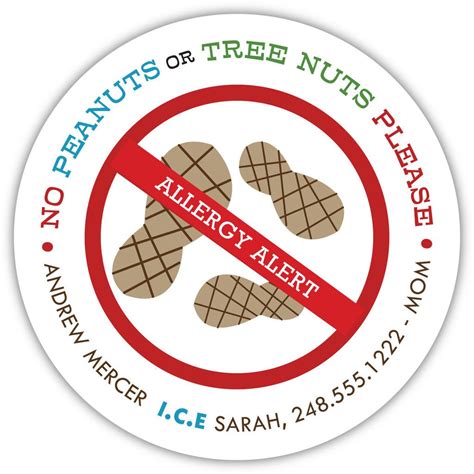Peanut Or Nut Allergy Alert Stickers Labels Allergy Stickers