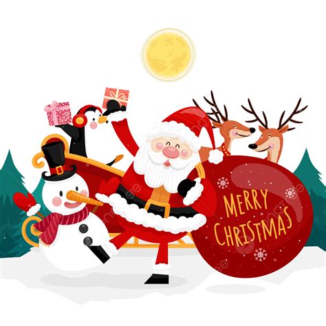 merry christmas santa vector design images merry christmas card with santa snowman and t box