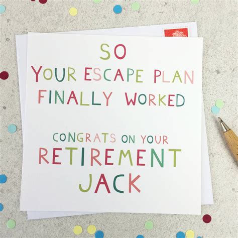 Escape Plan Funny Personalised Retirement Card By Wink Design