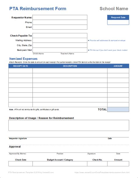 expense reimbursement form templates