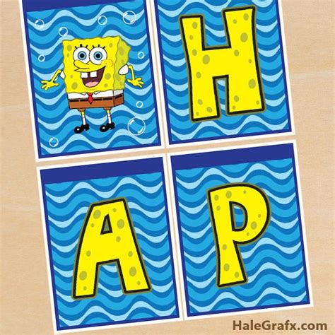 Printable Free Printable Template Happy Birthday Spongebob Cake Topper
