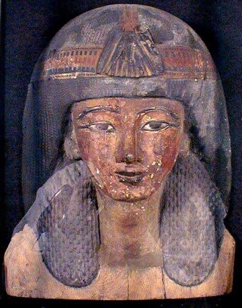 19th Dynasty Ancient Egyptian Wooden Mummy Mask Of A Noble Man With The