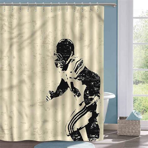 Waterproof Shower Curtain Sports Rugby Player In Action