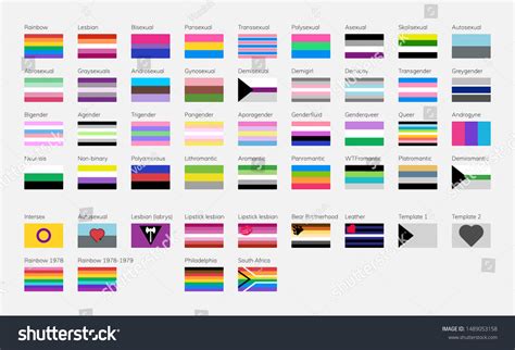 Lgbt Symbols Flat Pride Flags List Stock Vector Royalty Free