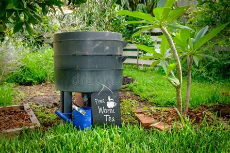Worm Farm Compost Bin In Organic Australian Garden With Feed Me Worm