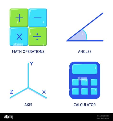 Mathematics Icons Set In Flat Style Basic Math Operations Calculator