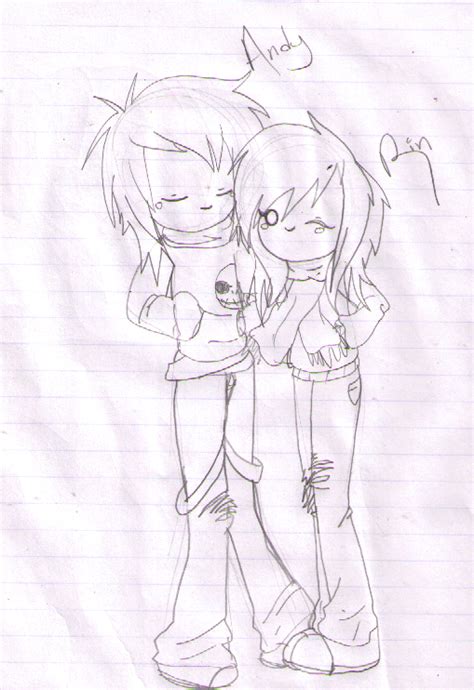 Cute Emo Couple Sketch By Helen Rubith On Deviantart